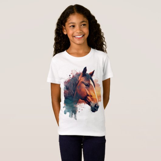 栗の馬の水色 Tシャツ (正面フル)