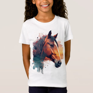 栗の馬の水色 Tシャツ