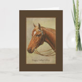 栗の馬ポートレート父の日 カード (正面)