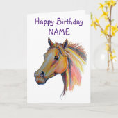 栗の馬誕生日 カード (黄色い花)