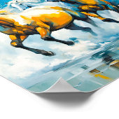 栗の馬走の海の浅い ポスター (角)