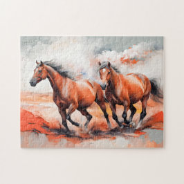 栗の馬走二頭赤砂 ジグソーパズル