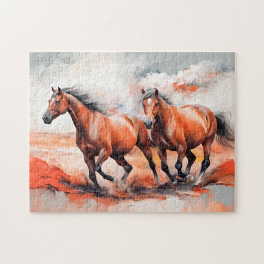 栗の馬走二頭赤砂 ジグソーパズル (横)