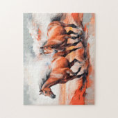 栗の馬走二頭赤砂 ジグソーパズル (縦)