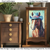 栗の馬、ブルーピンクカウボーイハットCS9デコページ 薄葉紙