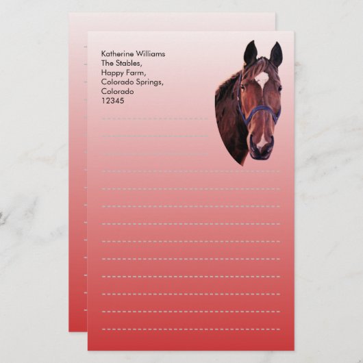 栗の馬 便箋 (正面/裏面)