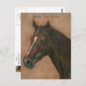 栗ウマ科の馬茶色の馬のポートレート ポストカード (正面/裏面)