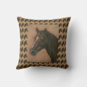 栗ウマ科の馬茶色の馬の写真 クッション (裏面)