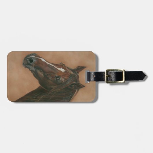 栗ウマ科の馬茶色の馬の写真 ラゲッジタグ (正面横)