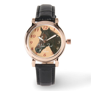 栗ウマ科の馬茶色の馬の写真 腕時計