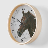 栗ウマ科の馬茶色の馬時計のポートレート 壁時計 (傾斜)