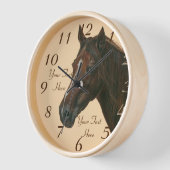 栗ウマ科の馬馬のポートレート術 壁時計 (傾斜)
