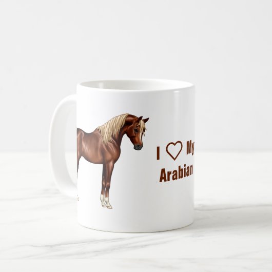 栗エジプトアラビアンホースフラクセンマネ&テール コーヒーマグカップ (正面左)