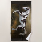 栗スプラッシュフレーム絵を描トベロ馬 ビーチタオル (正面)