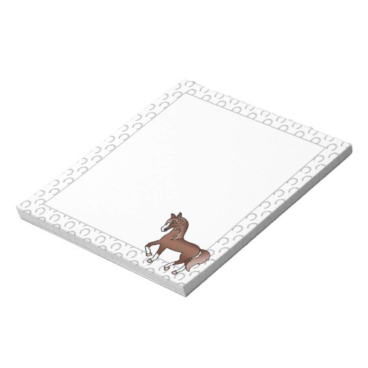 栗トロッティングホースキュートカートカートゥーンイラストレーション ノートパッド (回転)
