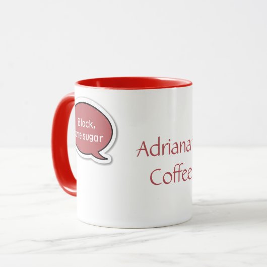 栗パーソナライズされた赤スピーチバブルコーヒーマグ マグカップ (正面左)