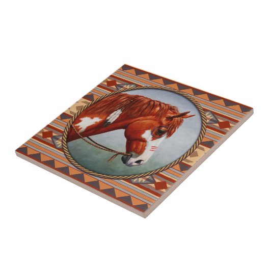 栗ピンホースサウスウエストインディアンデザイン タイル (側面)