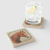 栗モーガンホースセージ緑 ストーンコースター (横)