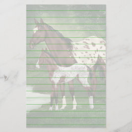 栗毛と白のアパラルーサの母馬と仔馬のプリント 便箋