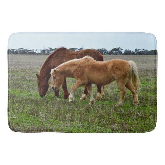 栗毛の牝馬とパロミノの子馬、 バスマット (正面)