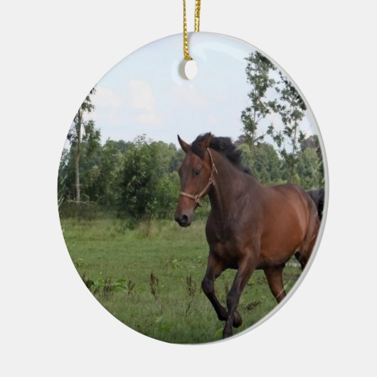 栗毛の馬のデザインのオーナメント セラミックオーナメント (左)