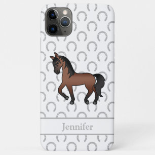 栗毛の馬のトロット 可愛いイラスト iPhone 11 PRO MAXケース