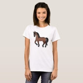 栗毛の馬のトロット 可愛いイラスト Tシャツ (正面フル)