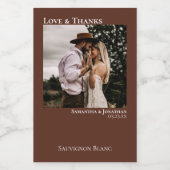 栗結婚ブラウンのフォトラブ&ミ感謝していニオ ワインラベル (シングルラベル)