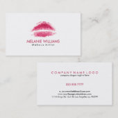 栗色の赤い水の色の唇メイクアップアーティスト 名刺 (正面/裏面)