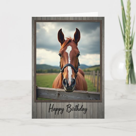 栗色の馬の誕生日カード カード (正面)