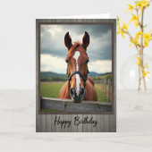 栗色の馬の誕生日カード カード (黄色い花)