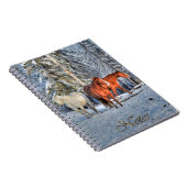 栗、ホワイト&ダン牧場の馬と雪の森 ノートブック (右側)