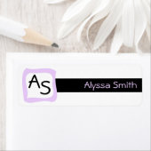 校帳簿ラベル薄紫フレームモノグラムのイニシャル ラベル (インサイチュ)