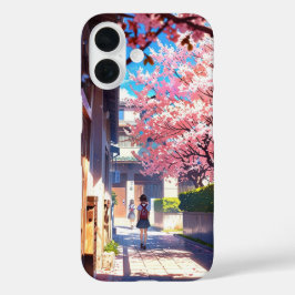 校庭春 – ノスタルジックなアニメシーン iPhone 16ケース