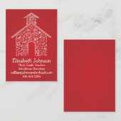 校舎の先生の名刺の赤 名刺 (正面/裏面)