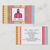 校舎の多彩な水玉模様の先生 名刺 (正面/裏面)