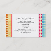 校舎の多彩な水玉模様の先生 名刺 (裏面)