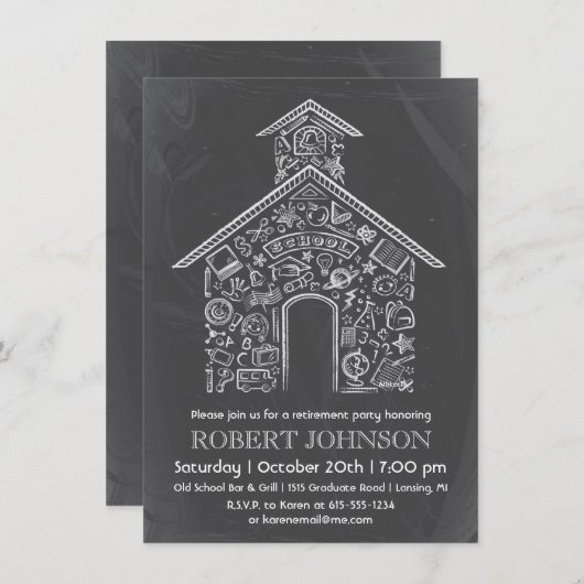 校舎先生退職招待状 招待状 (正面/裏面)