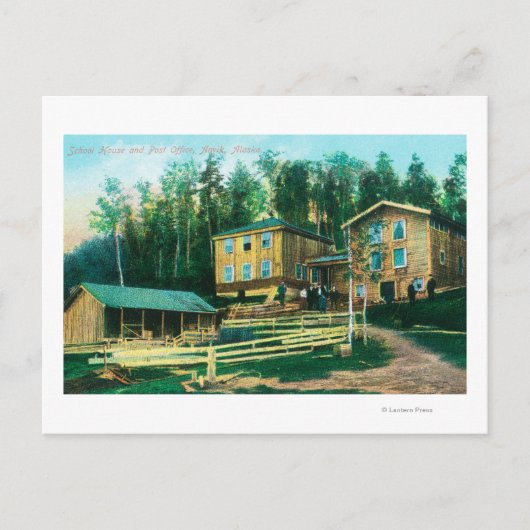 校舎及び郵便局の外観 ポストカード (正面)