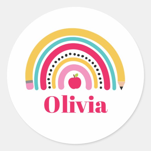 校虹の名パーソナライズされた前ラベル ラウンドシール (正面)