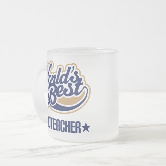 校長のギフトのための(世界のベスト) フロストグラスマグカップ (正面左)
