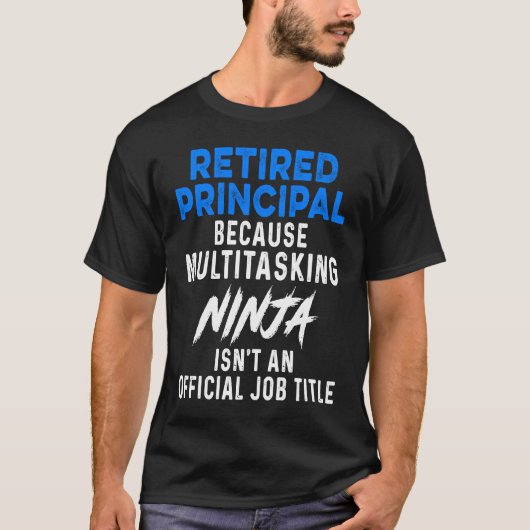 校長先生の退職お祝い 忍者学校 Tシャツ (正面)