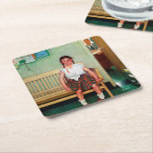 校長室外又は更衣 スクエアペーパーコースター (アングル)