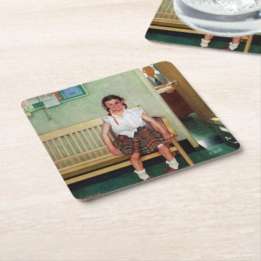 校長室外又は更衣 スクエアペーパーコースター (アングル)