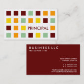 校長(モダンな正方形) 名刺 (正面/裏面)