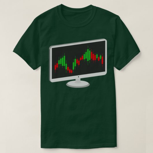 株価キャンドルスティックComputerChartデザイン Tシャツ (デザイン正面)