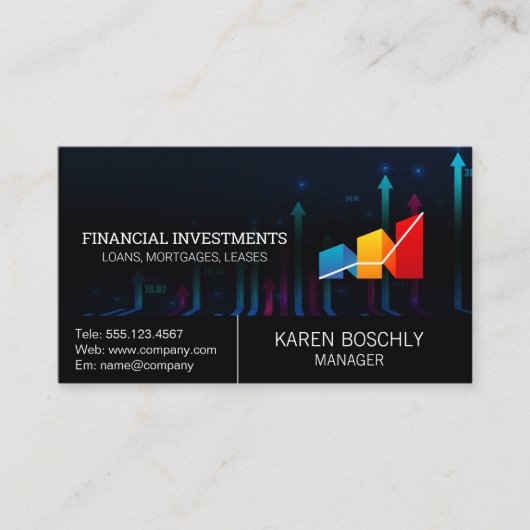 株価グラフの成長グラフのロゴ 名刺 (正面)