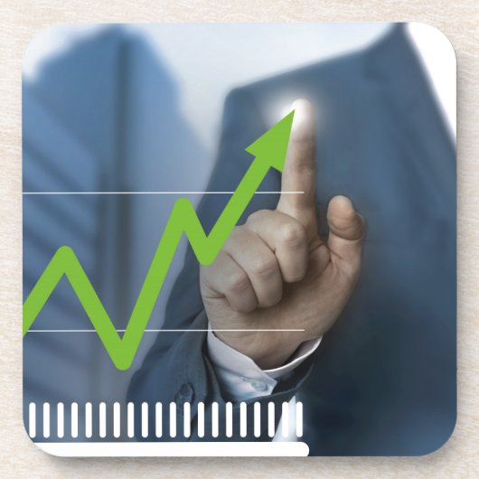 株価タッチスクリーンコンセプトを示す人 コースター (正面)