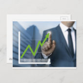 株価タッチスクリーンコンセプトを示す人 ポストカード (正面/裏面)