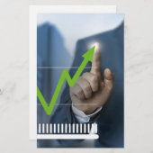 株価タッチスクリーンコンセプトを示す人 便箋 (正面/裏面)